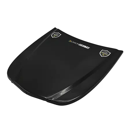 Hood model, black, metal, 30 x 26 cm, with samples